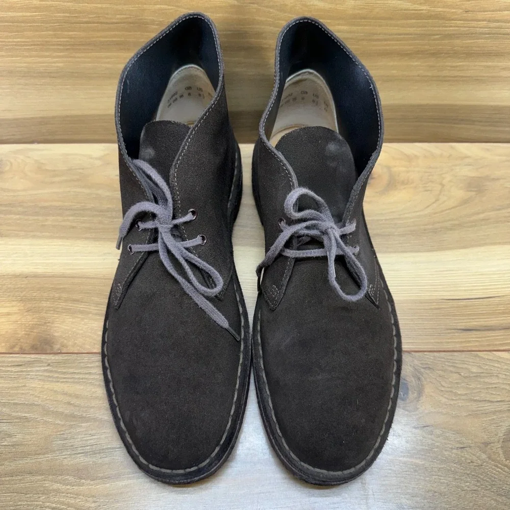 Clarks Originals Chukka Boot Mens 8.5 Dark Brown Suede Desert Minimalist Modern